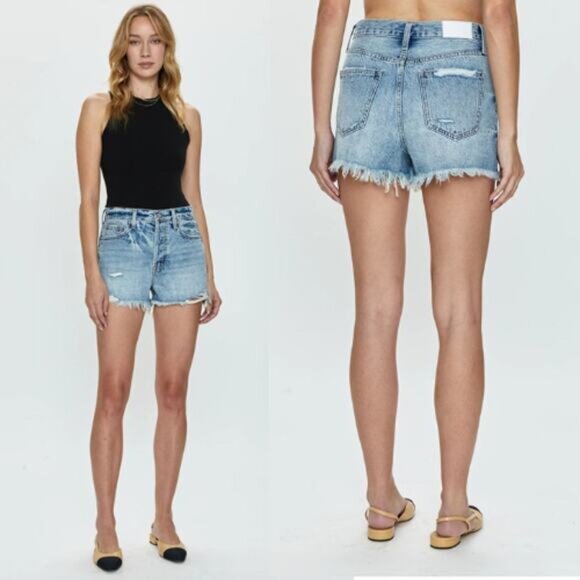 NWT Pistola Nova High Rise Distressed Garcon Vintage Shorts Blue Size: 25 - Picture 9 of 9